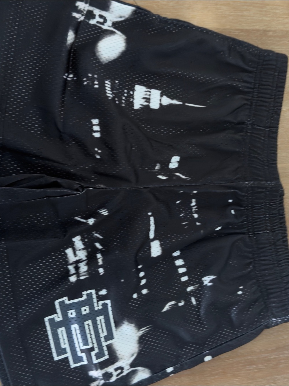 Eric Emmanuel Mesh Shorts with White Graphic